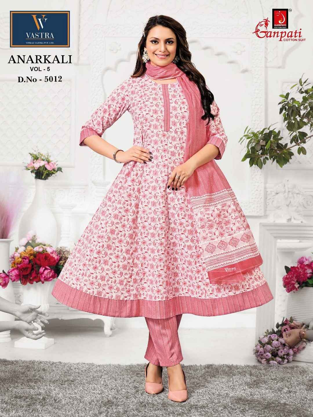 GANPATI ANARKALI VOL 5 HEAVY COTTON ANARKALI READYMADE SUITS ( 12 PCS CATALOGUE )