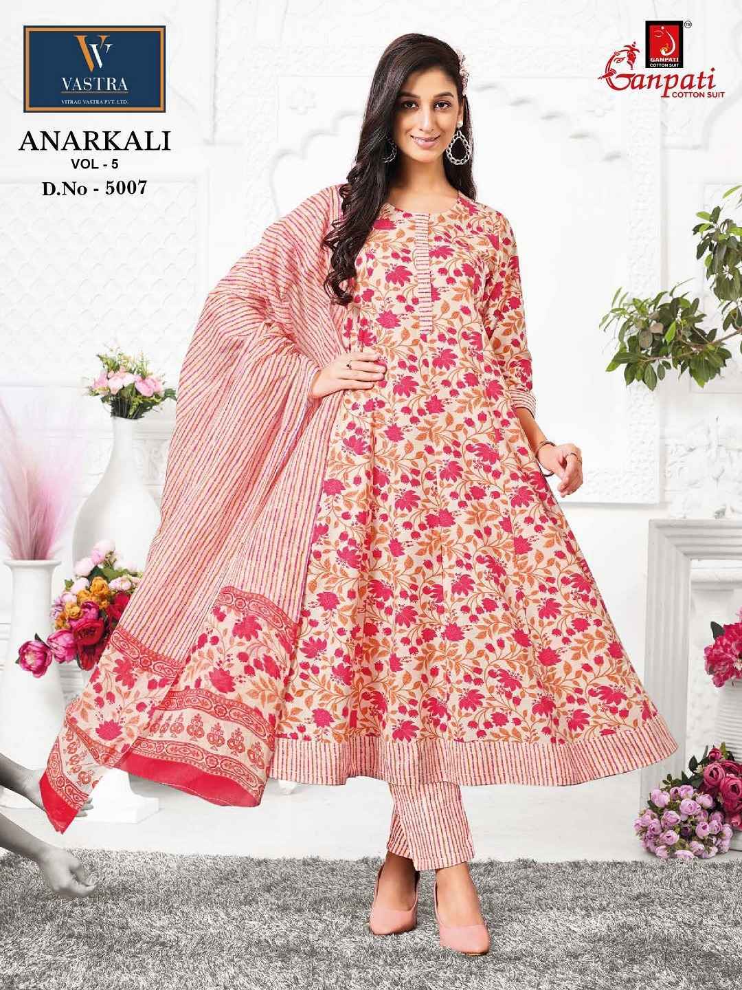 GANPATI ANARKALI VOL 5 HEAVY COTTON ANARKALI READYMADE SUITS ( 12 PCS CATALOGUE )