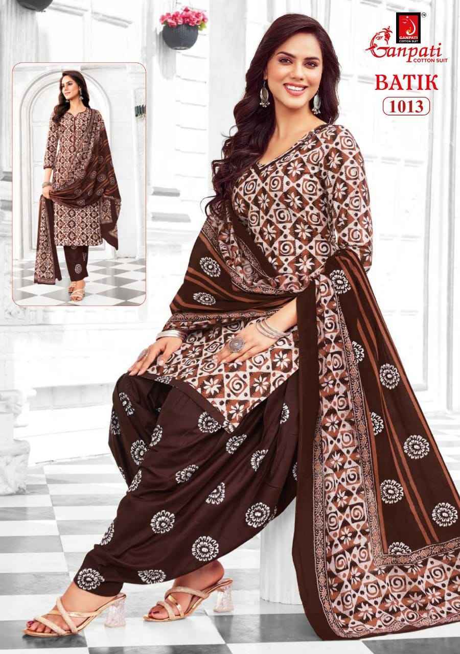 GANPATI BATIK VOL-10 HEAVY LAWN COTTON SALWAR SUITS AT WHOLESALE PRICE ( 15 PCS CATALOG )