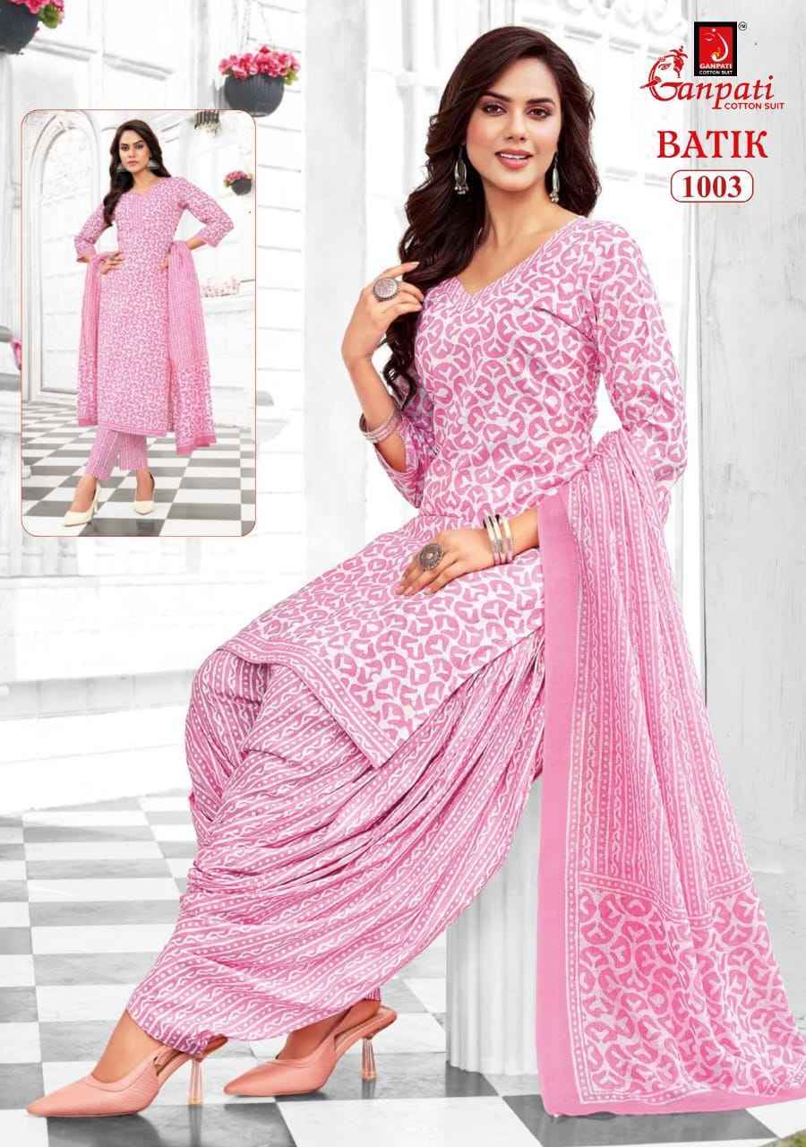 GANPATI BATIK VOL-10 HEAVY LAWN COTTON SALWAR SUITS AT WHOLESALE PRICE ( 15 PCS CATALOG )
