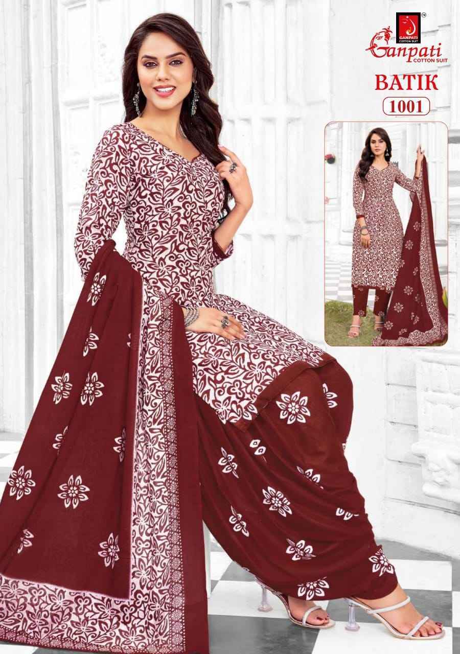 GANPATI BATIK VOL-10 HEAVY LAWN COTTON SALWAR SUITS AT WHOLESALE PRICE ( 15 PCS CATALOG )