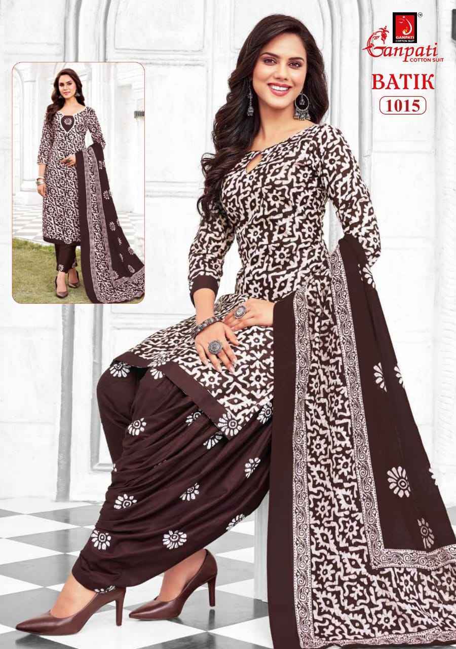 GANPATI BATIK VOL-10 HEAVY LAWN COTTON SALWAR SUITS AT WHOLESALE PRICE ( 15 PCS CATALOG )