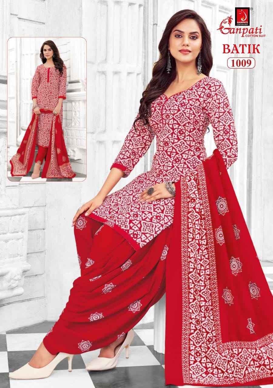 GANPATI BATIK VOL-10 HEAVY LAWN COTTON SALWAR SUITS AT WHOLESALE PRICE ( 15 PCS CATALOG )