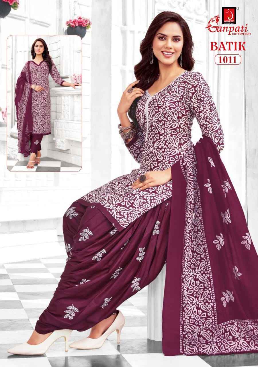 GANPATI BATIK VOL-10 HEAVY LAWN COTTON SALWAR SUITS AT WHOLESALE PRICE ( 15 PCS CATALOG )