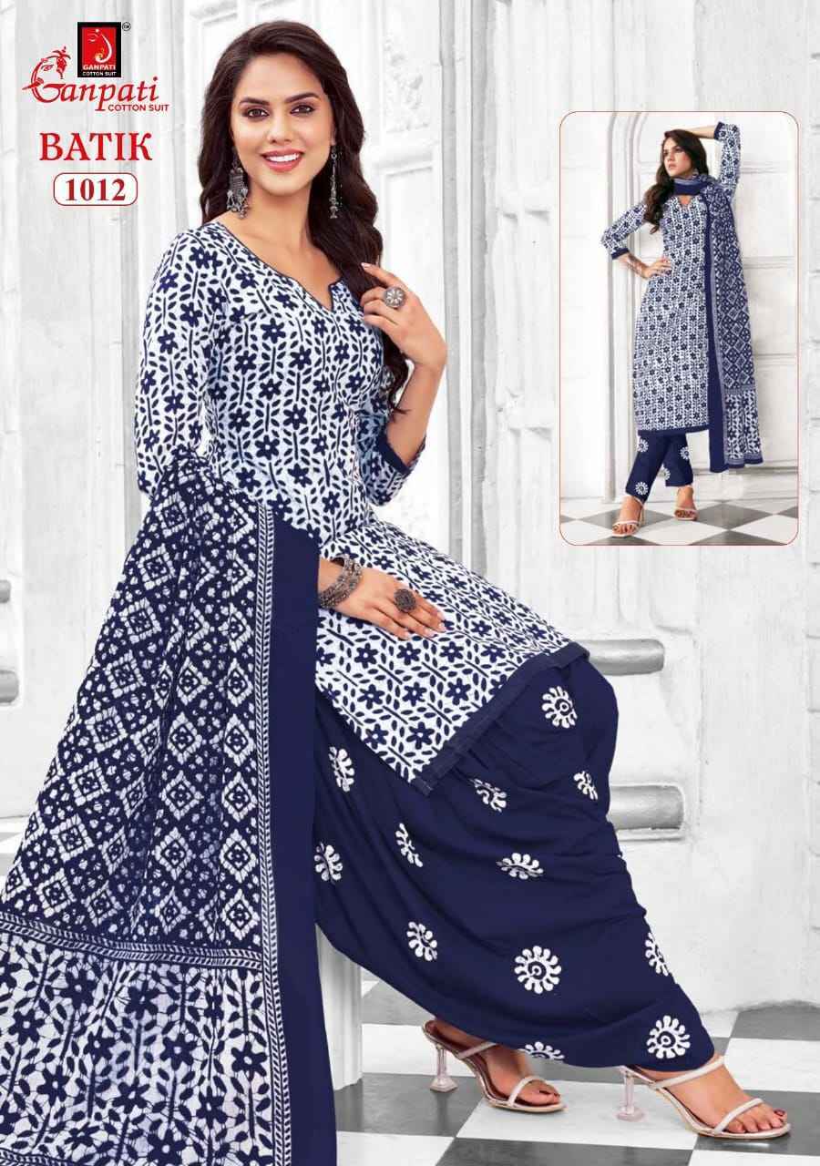GANPATI BATIK VOL-10 HEAVY LAWN COTTON SALWAR SUITS AT WHOLESALE PRICE ( 15 PCS CATALOG )