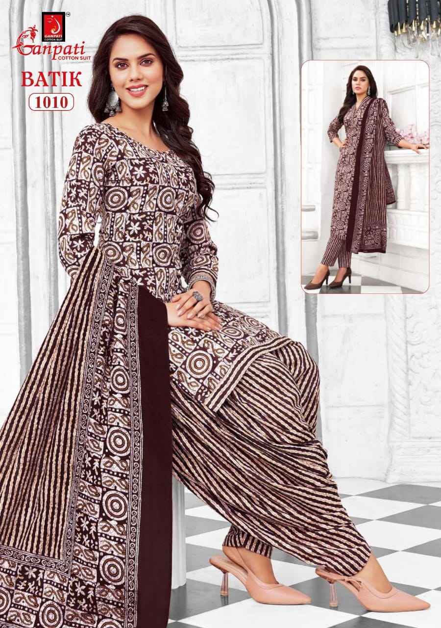 GANPATI BATIK VOL-10 HEAVY LAWN COTTON SALWAR SUITS AT WHOLESALE PRICE ( 15 PCS CATALOG )