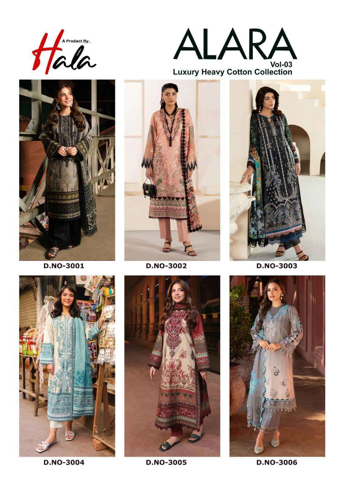 Hala Alara Vol 3 Lawn Cotton Pakistani Suits Online Shopping ( 6 pcs Catalogue )