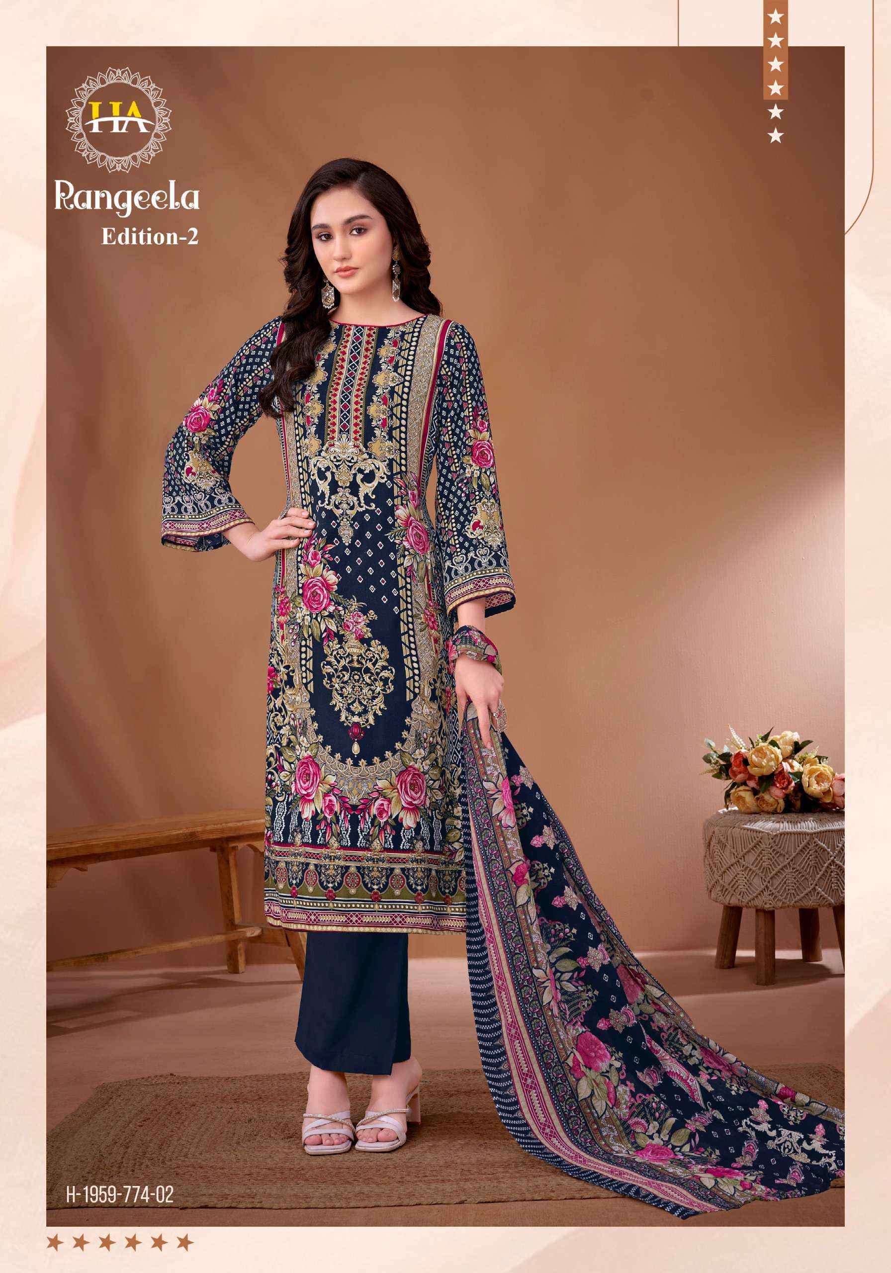 Harshit Fashion Rangeela Vol 2 Viscose Rayon Dress Material Wholesale Price ( 8 Pcs Catalog )