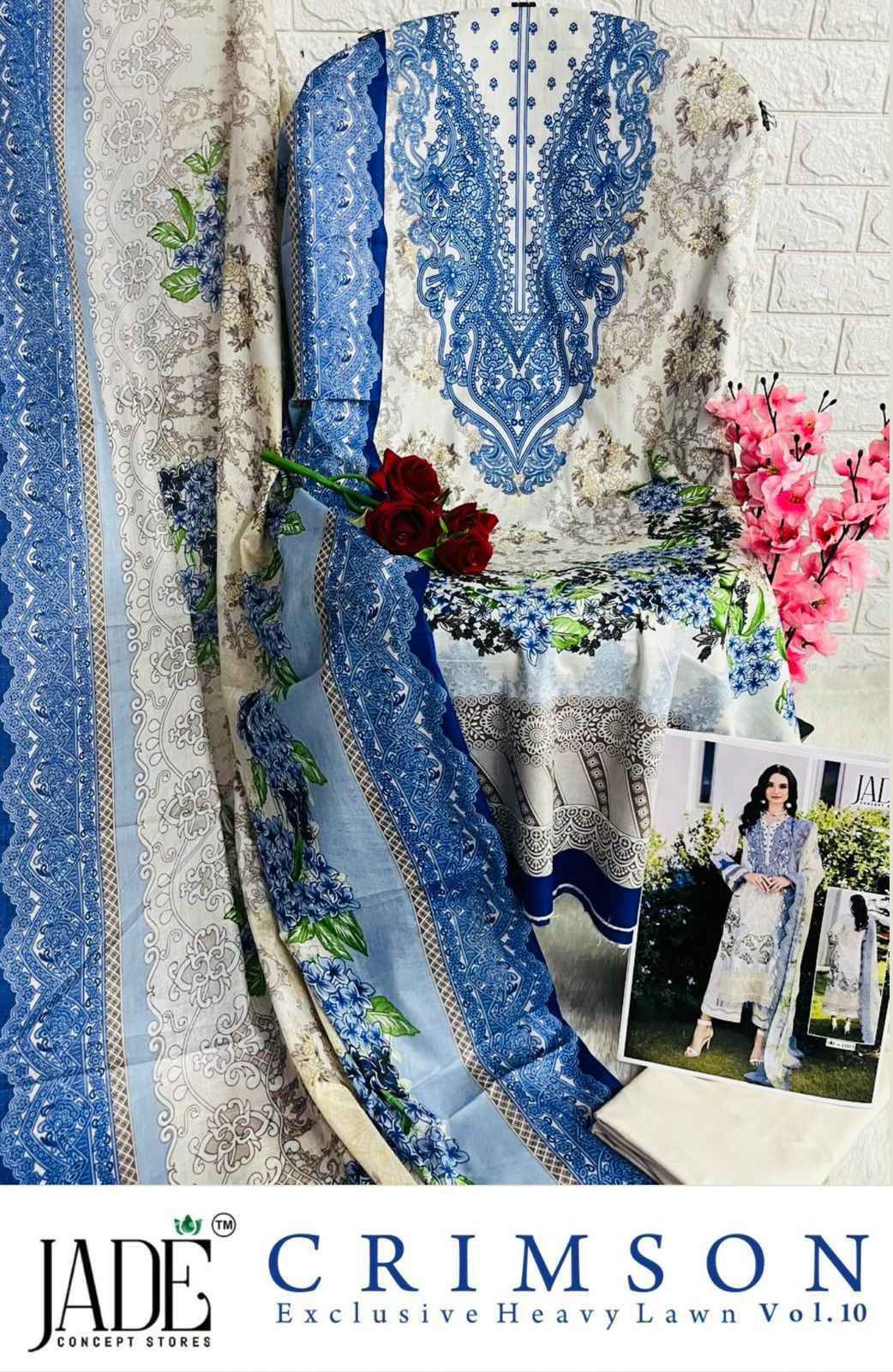 JADE CRIMSON VOL 10 LAWN PAKISTANI SUITS AT WHOLESALE PRICE ( 6 PCS CATALOG )