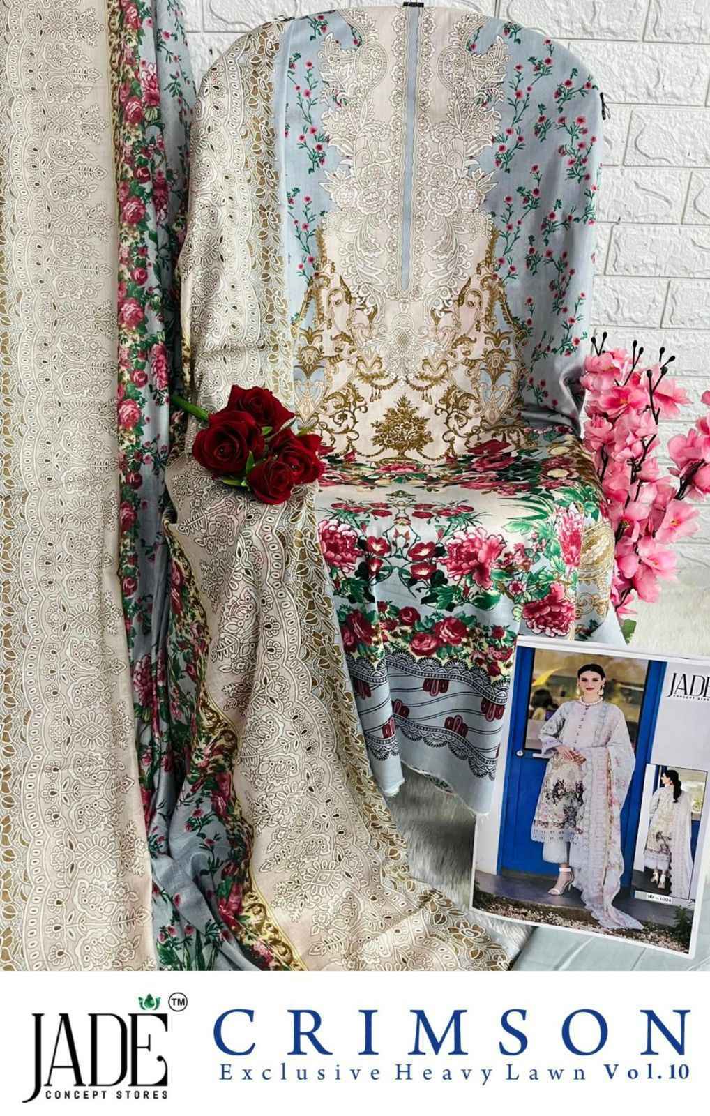 JADE CRIMSON VOL 10 LAWN PAKISTANI SUITS AT WHOLESALE PRICE ( 6 PCS CATALOG )