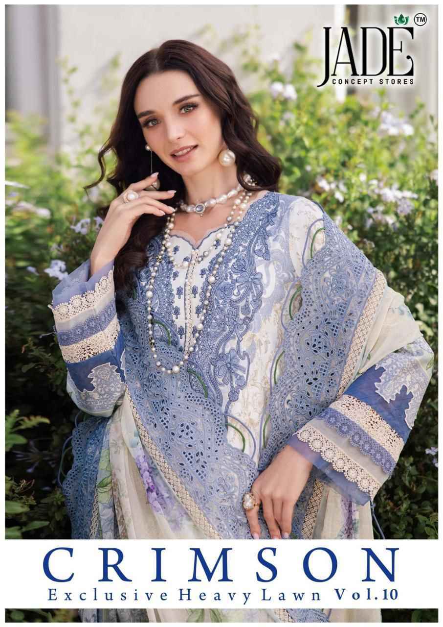 JADE CRIMSON VOL 10 LAWN PAKISTANI SUITS AT WHOLESALE PRICE ( 6 PCS CATALOG )