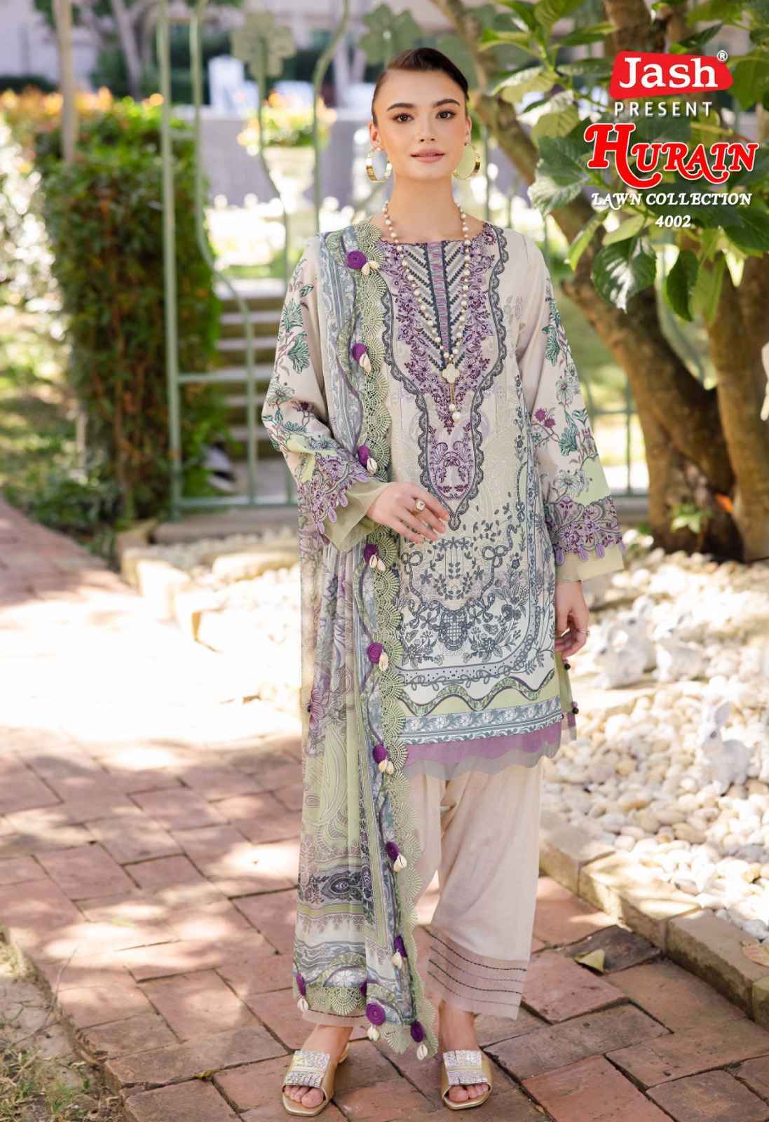 JASH HURAIN VOL 4 PURE LOWN COTTON SUITS WHOLESALE ONLINE SHOPPING ( 6 PCS CATALOGUE )