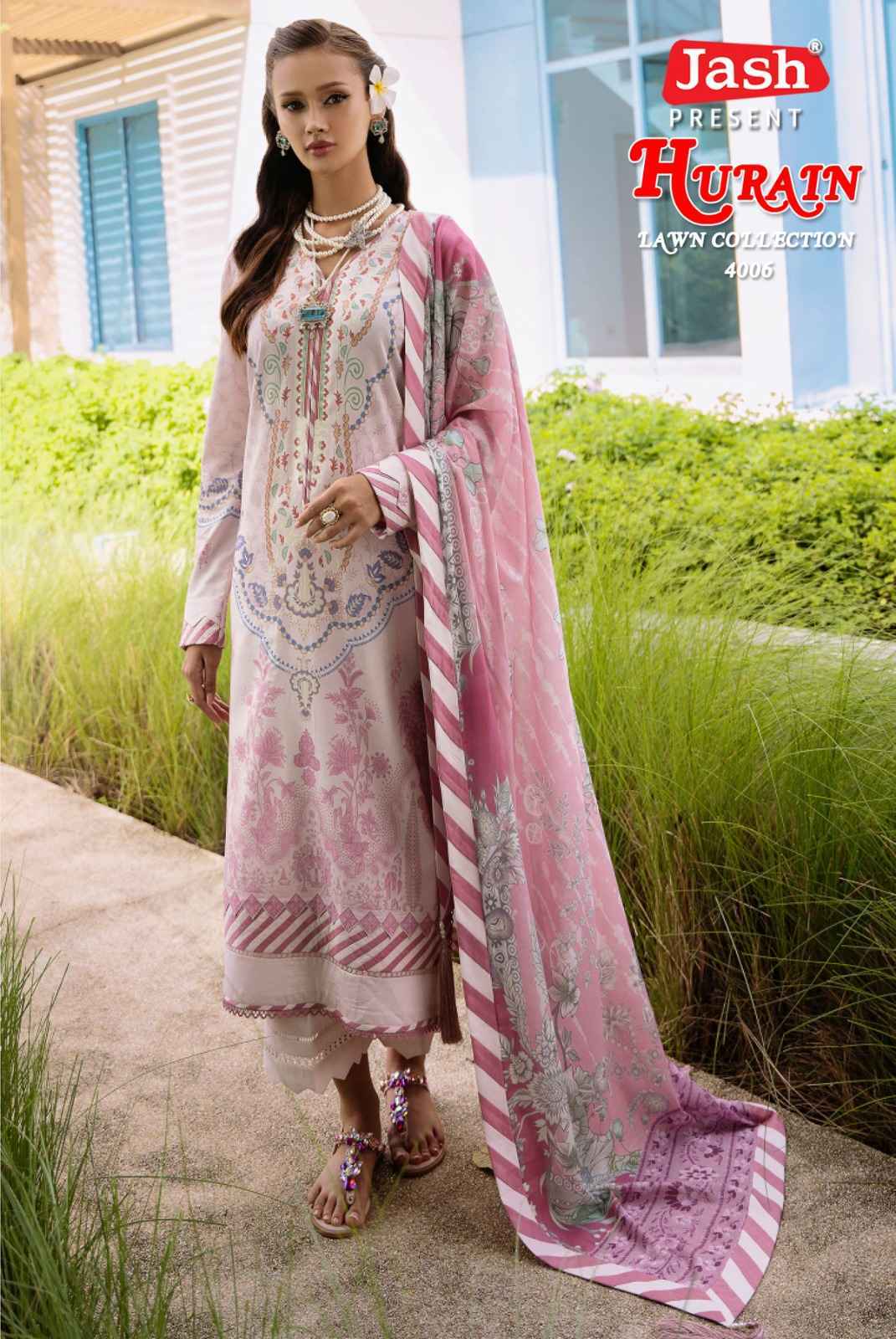 JASH HURAIN VOL 4 PURE LOWN COTTON SUITS WHOLESALE ONLINE SHOPPING ( 6 PCS CATALOGUE )
