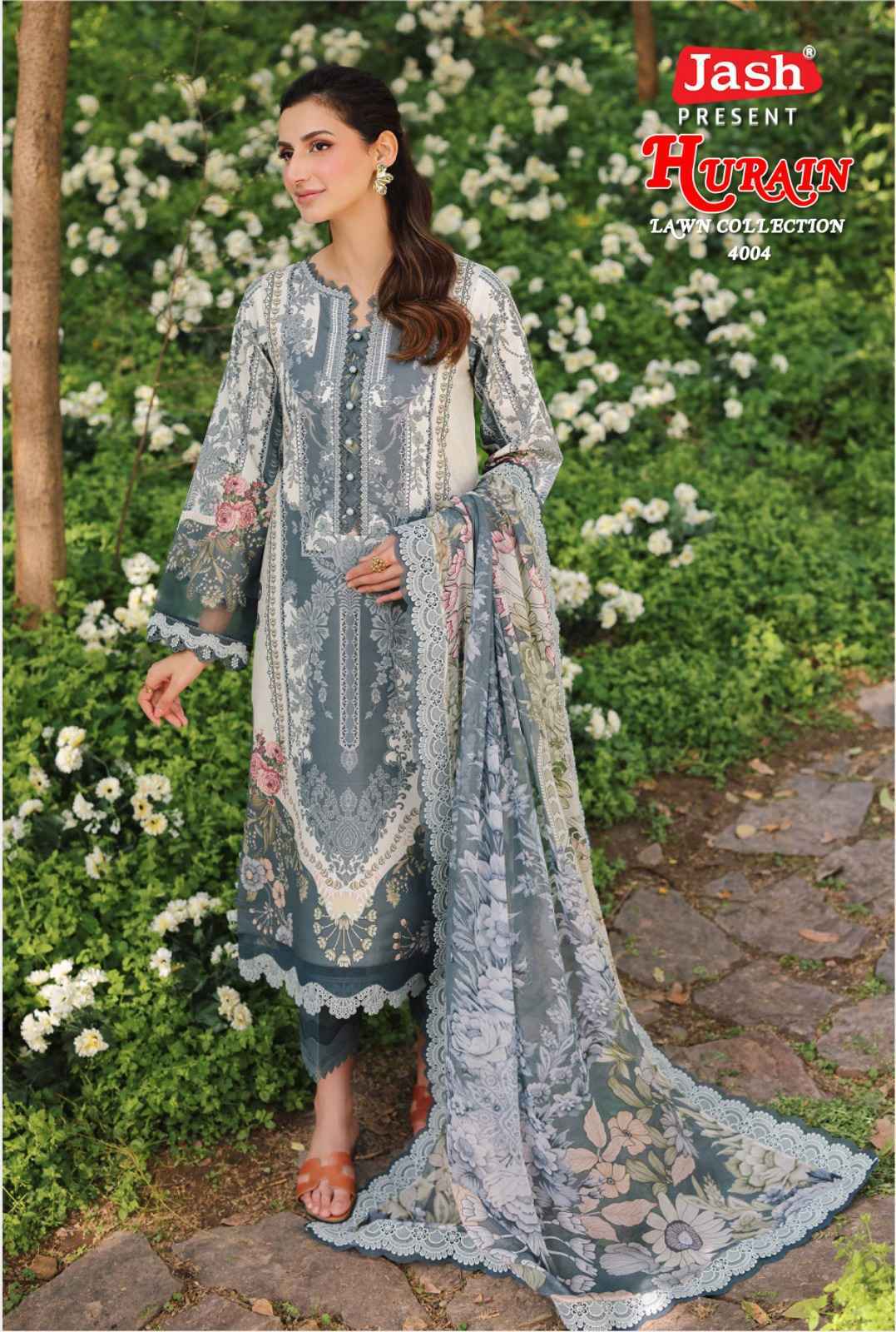 JASH HURAIN VOL 4 PURE LOWN COTTON SUITS WHOLESALE ONLINE SHOPPING ( 6 PCS CATALOGUE )