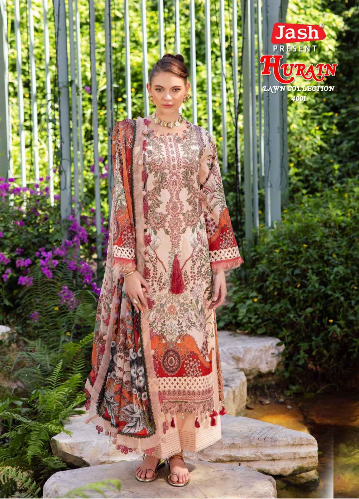 JASH HURAIN VOL 4 PURE LOWN COTTON SUITS WHOLESALE ONLINE SHOPPING ( 6 PCS CATALOGUE )