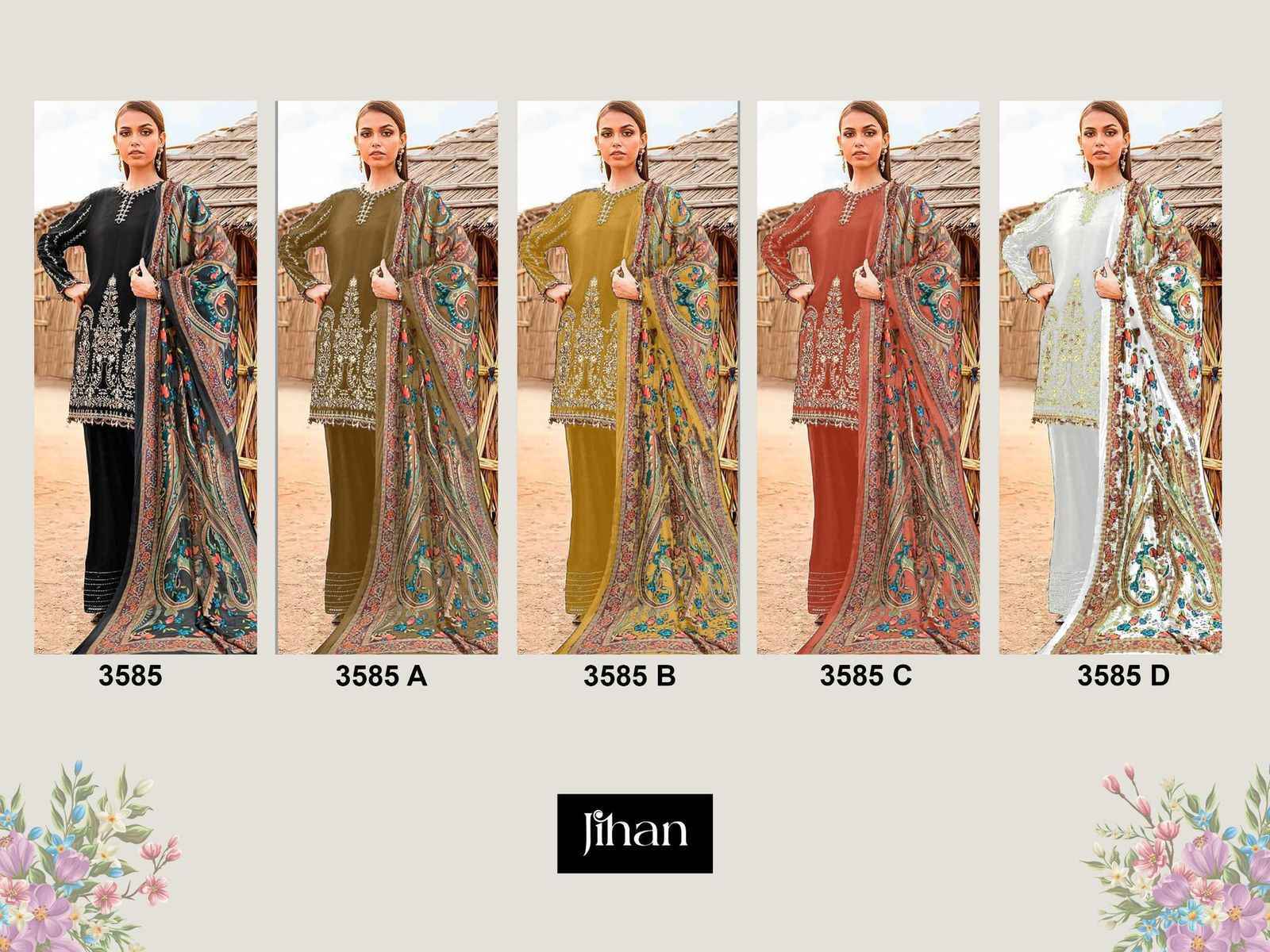 Jihan 3585 Rayon Cotton Dress Material Wholesale Price ( 5 pcs Catalogue )