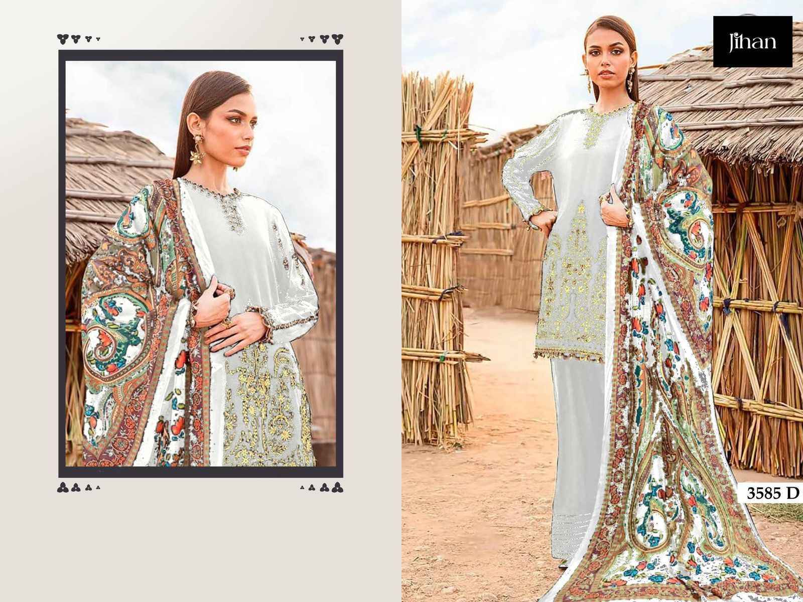 Jihan 3585 Rayon Cotton Dress Material Wholesale Price ( 5 pcs Catalogue )