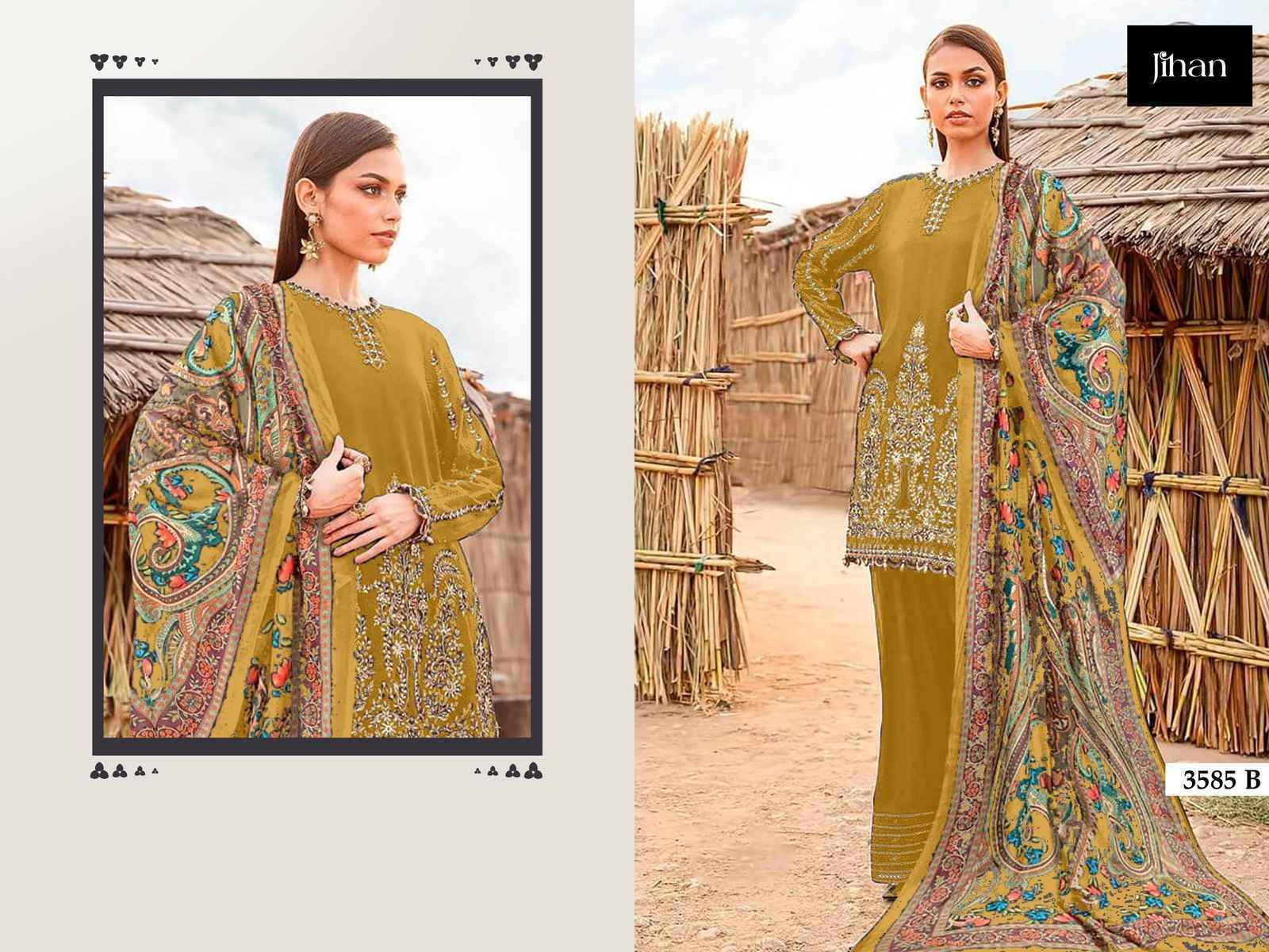 Jihan 3585 Rayon Cotton Dress Material Wholesale Price ( 5 pcs Catalogue )