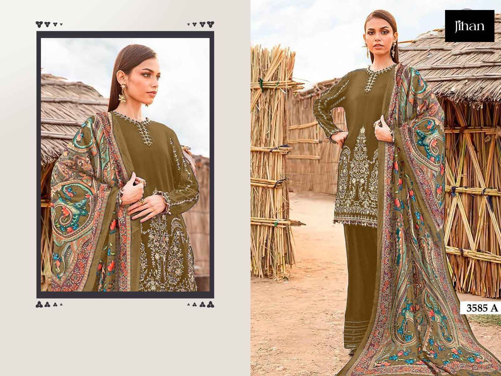 Jihan 3585 Rayon Cotton Dress Material Wholesale Price ( 5 pcs Catalogue )