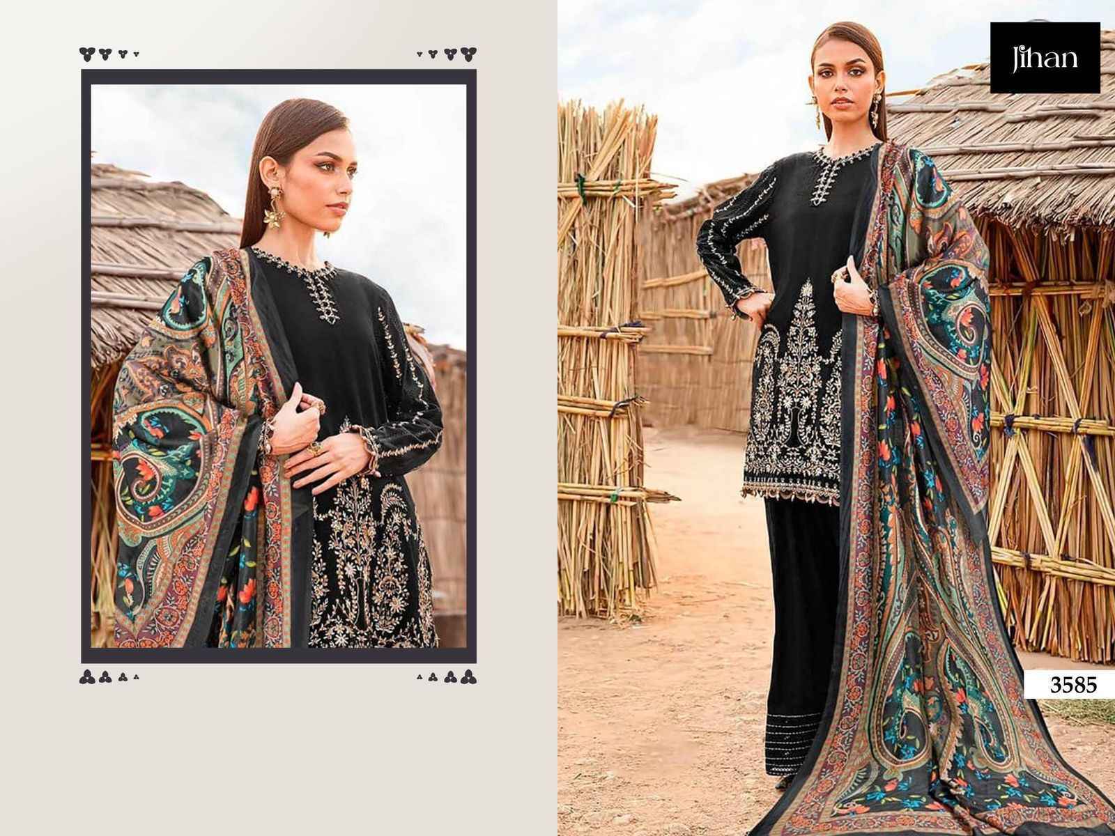 Jihan 3585 Rayon Cotton Dress Material Wholesale Price ( 5 pcs Catalogue )