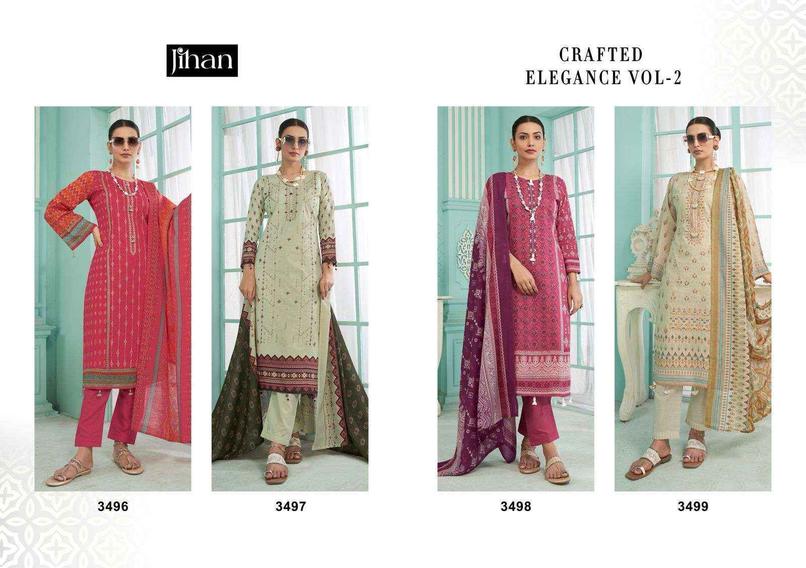 Jihan Crafted Elegance Vol 2 Lawn Pakistani suits New Catalog ( 4 pcs Catalogue )