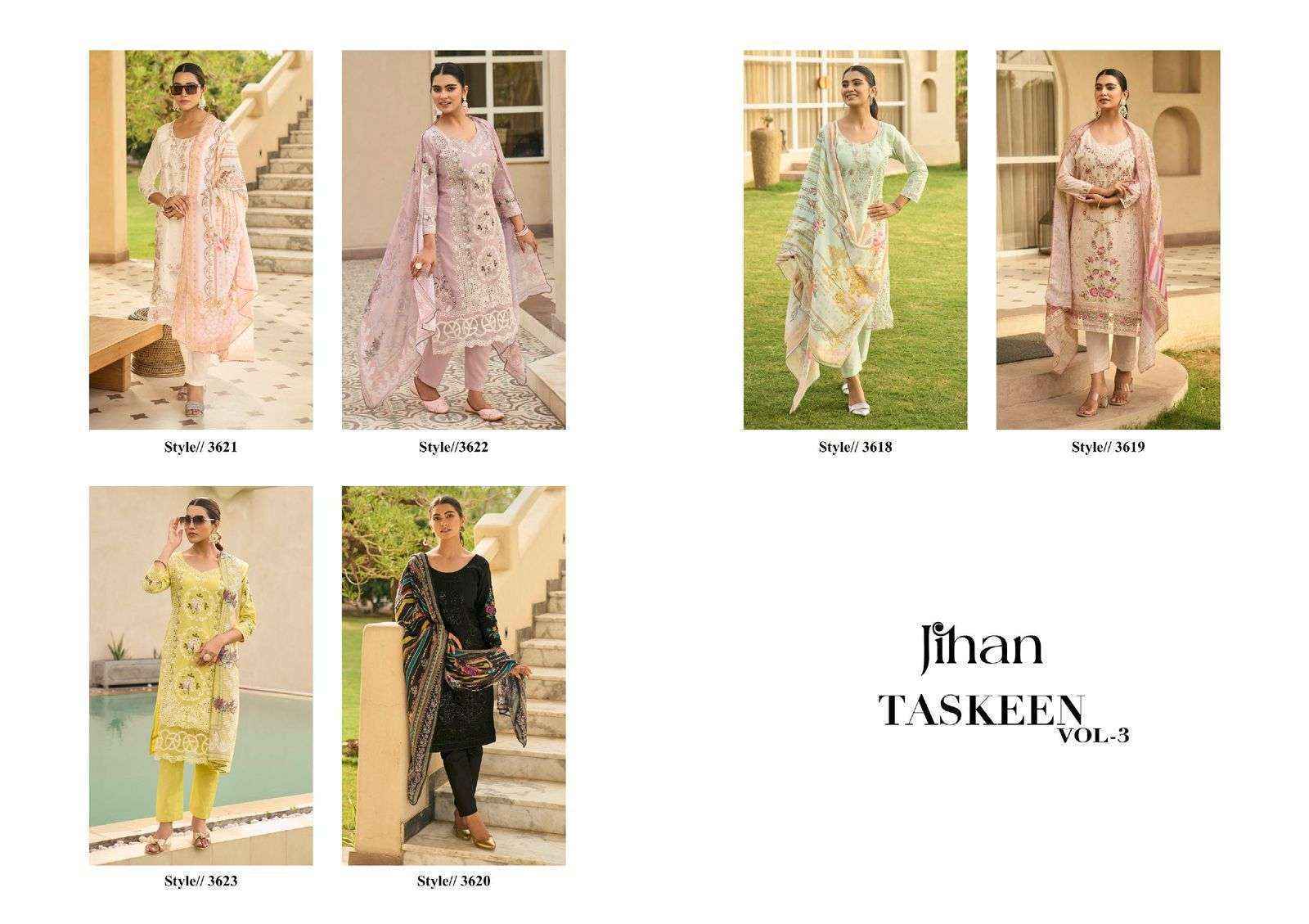 Jihan Taskeen Vol 3 Cotton Dress Material Wholesale Price ( 6 Pcs Catalog )