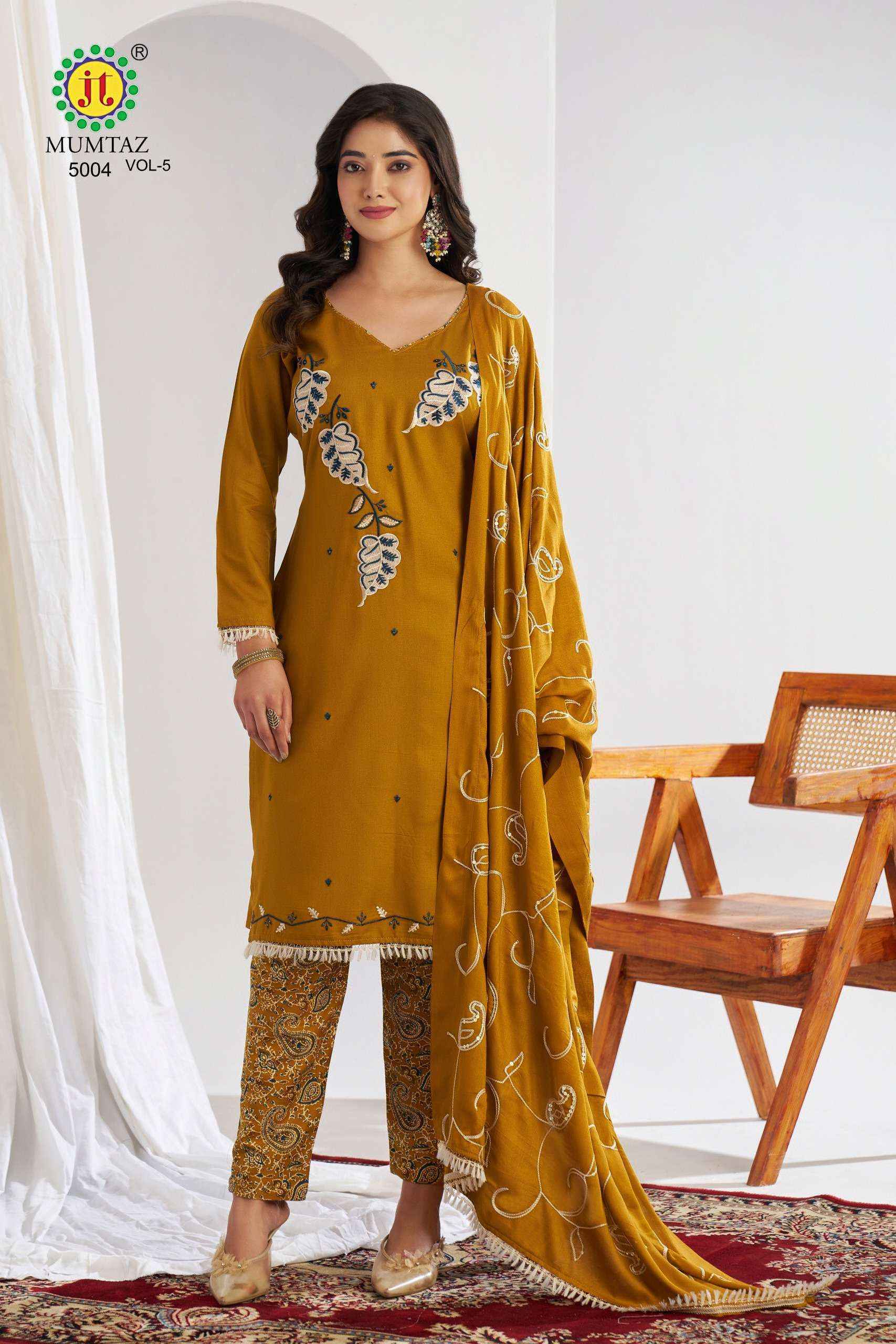 Jt Mumtaz Vol 5 Rayon Dress Material Wholesale Surat ( 5 pcs Catalogue )