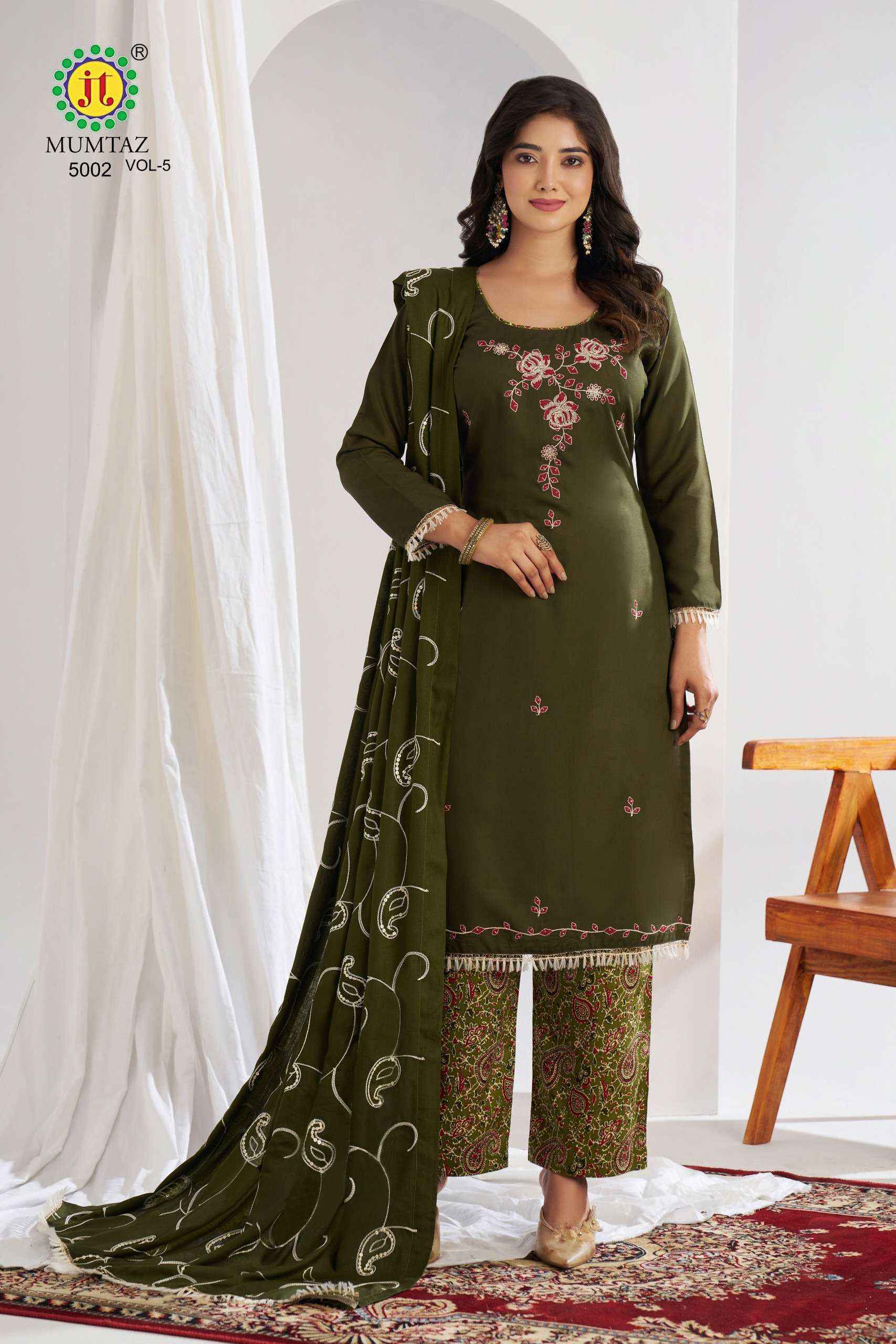 Jt Mumtaz Vol 5 Rayon Dress Material Wholesale Surat ( 5 pcs Catalogue )