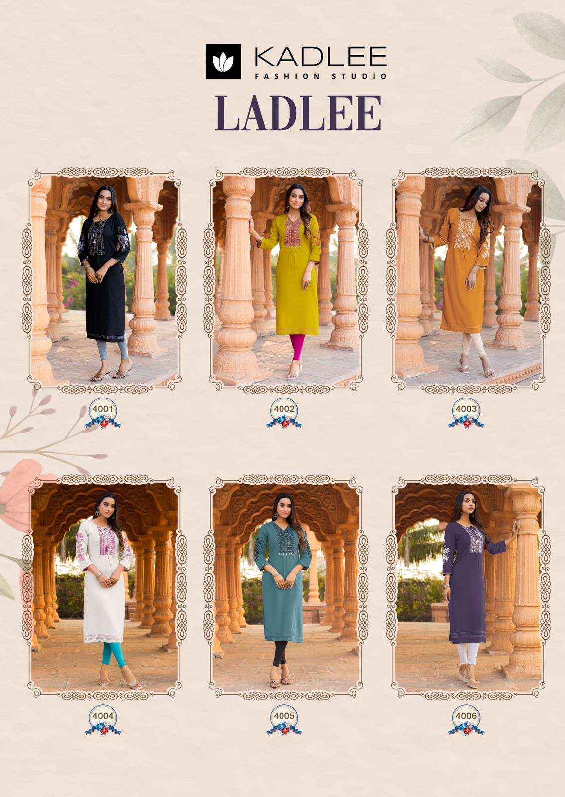 Kadlee Ladlee Rayon Readymade Suit Wholesale Price ( 6 Pcs Catalog )
