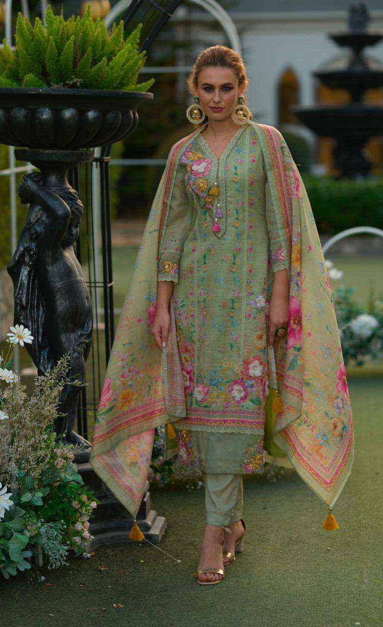 Kailee Fashion Phulkari Linen Cotton Readymade Suit Wholesale Rate ( 3 Pcs Catalog )
