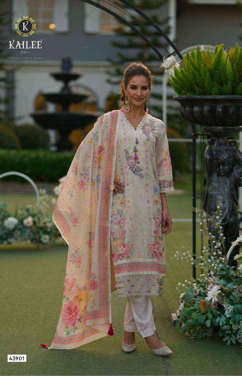 Kailee Fashion Phulkari Linen Cotton Readymade Suit Wholesale Rate ( 3 Pcs Catalog )
