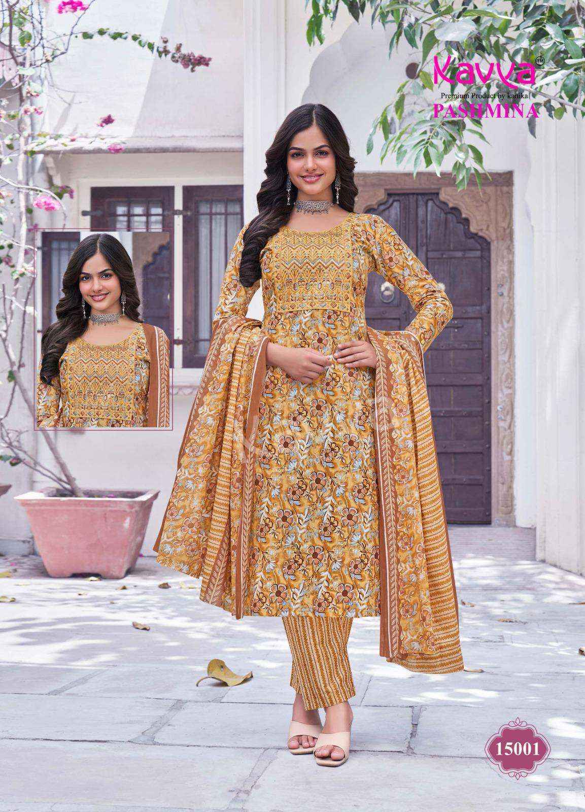 Kavya Pashmina Vol 15 Cotton Readymade Suit Wholesale Price ( 10 Pcs Catalog )