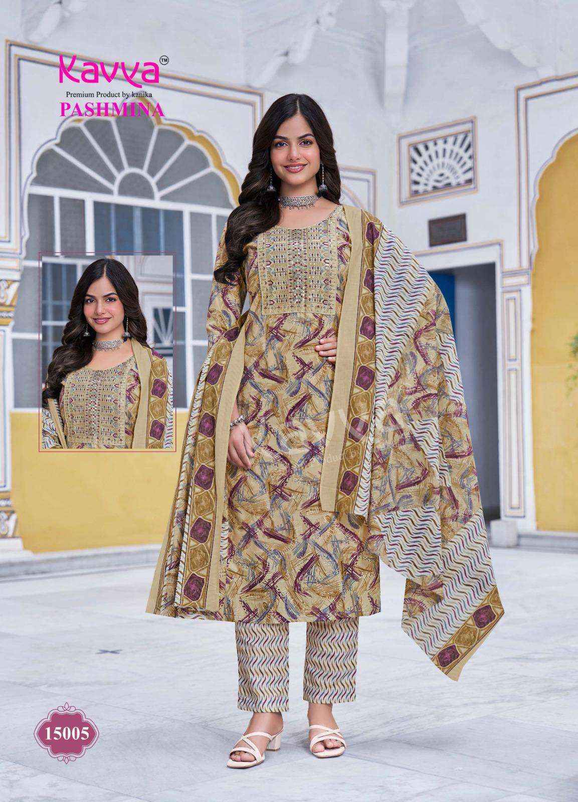 Kavya Pashmina Vol 15 Cotton Readymade Suit Wholesale Price ( 10 Pcs Catalog )