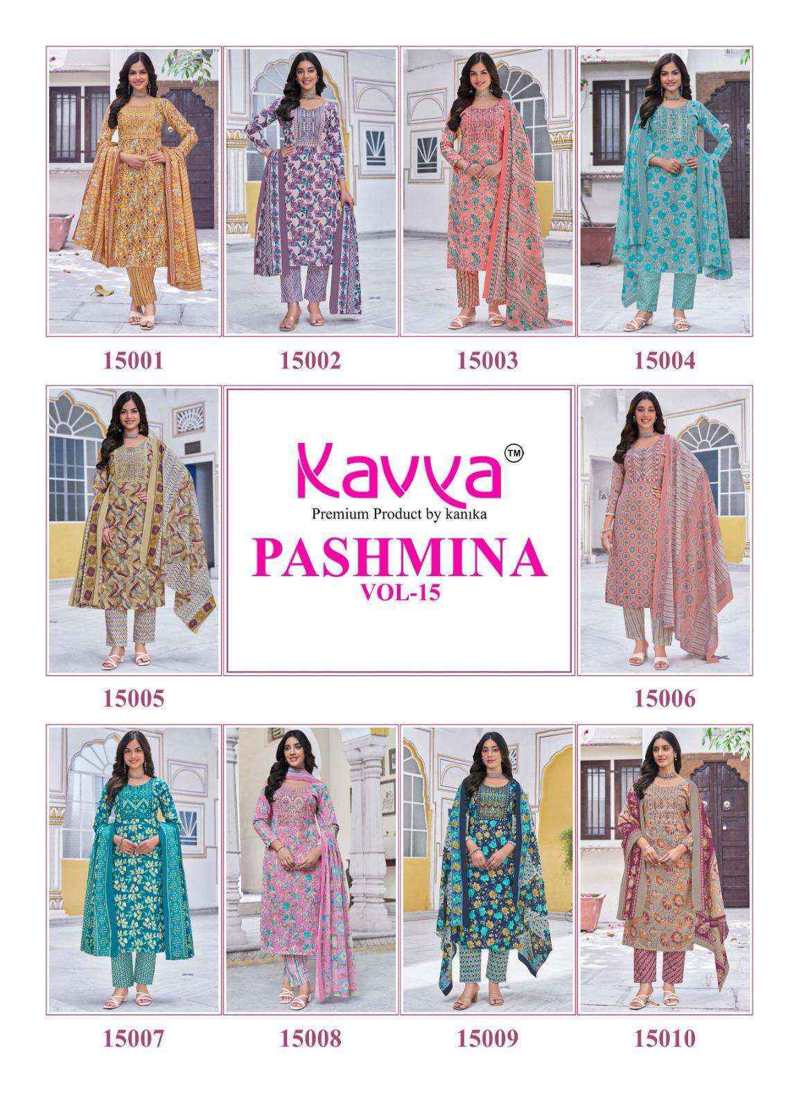 Kavya Pashmina Vol 15 Cotton Readymade Suit Wholesale Price ( 10 Pcs Catalog )