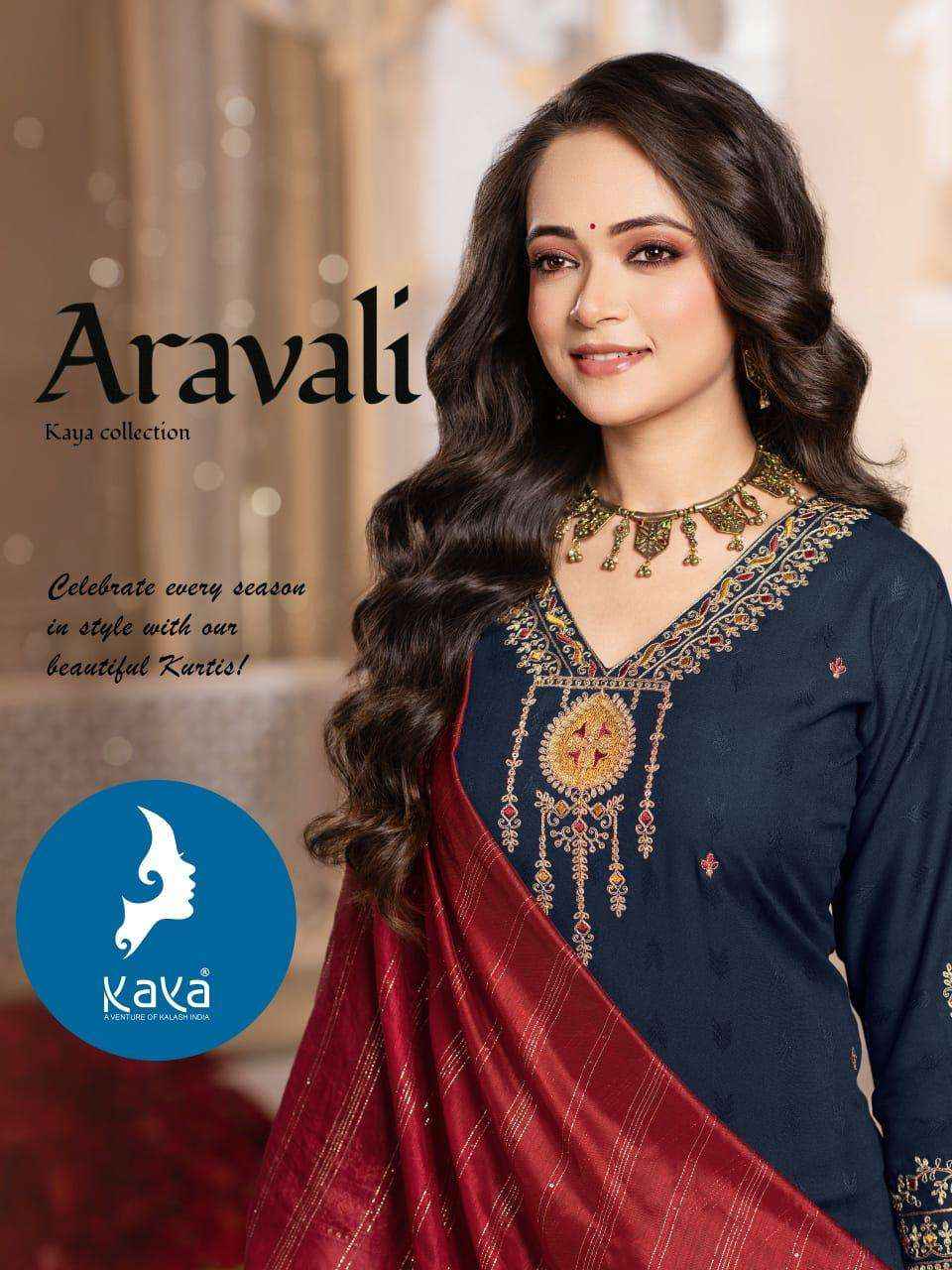 KAYA ARAVALI RAYON FANCY EMBROIDERY WORKS LADIES READYMADE SUIT WHOLESALE PRICE ( 6 PCS CATALOG )