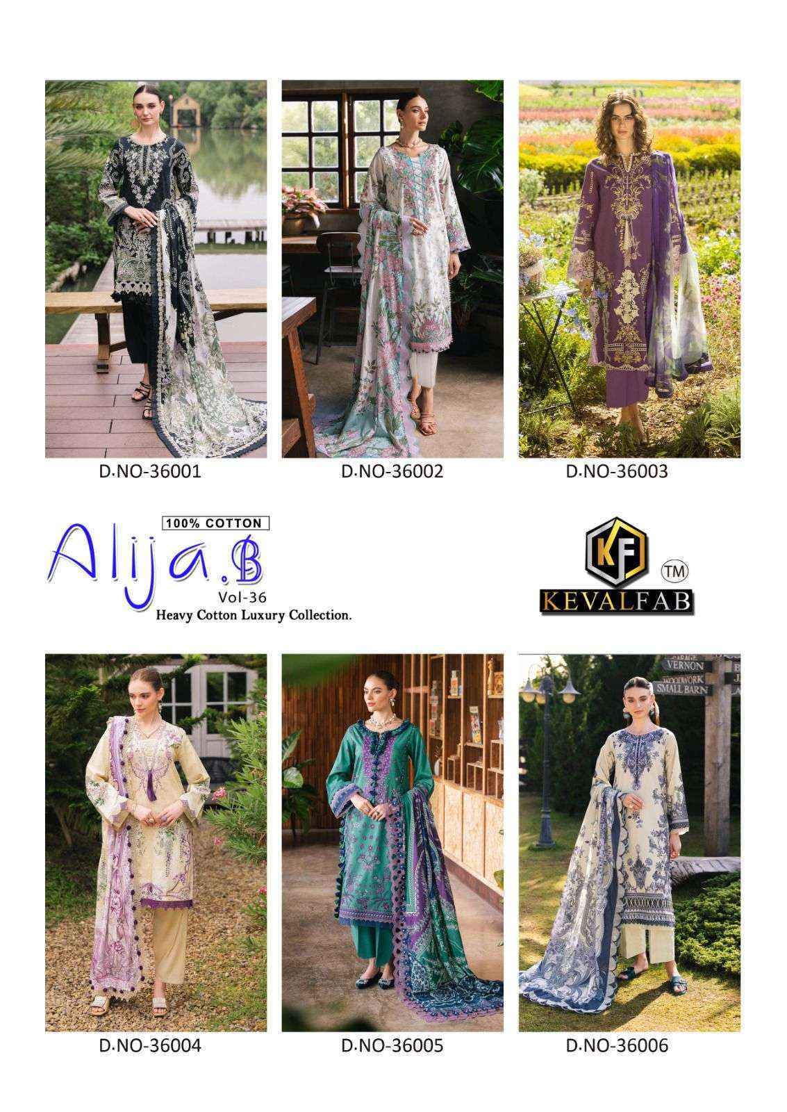 Keval Fab Alija B Vol 36 Cotton Dress Material Wholesale Price ( 6 pcs Catalogue )