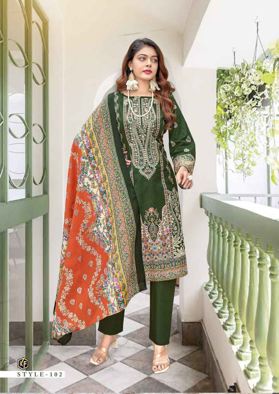KEVAL FAB JAZMIN COTTON EMBROIDERED DRESS MATERIAL AT WHOLESALE SURAT ( 8 PCS CATALOG )