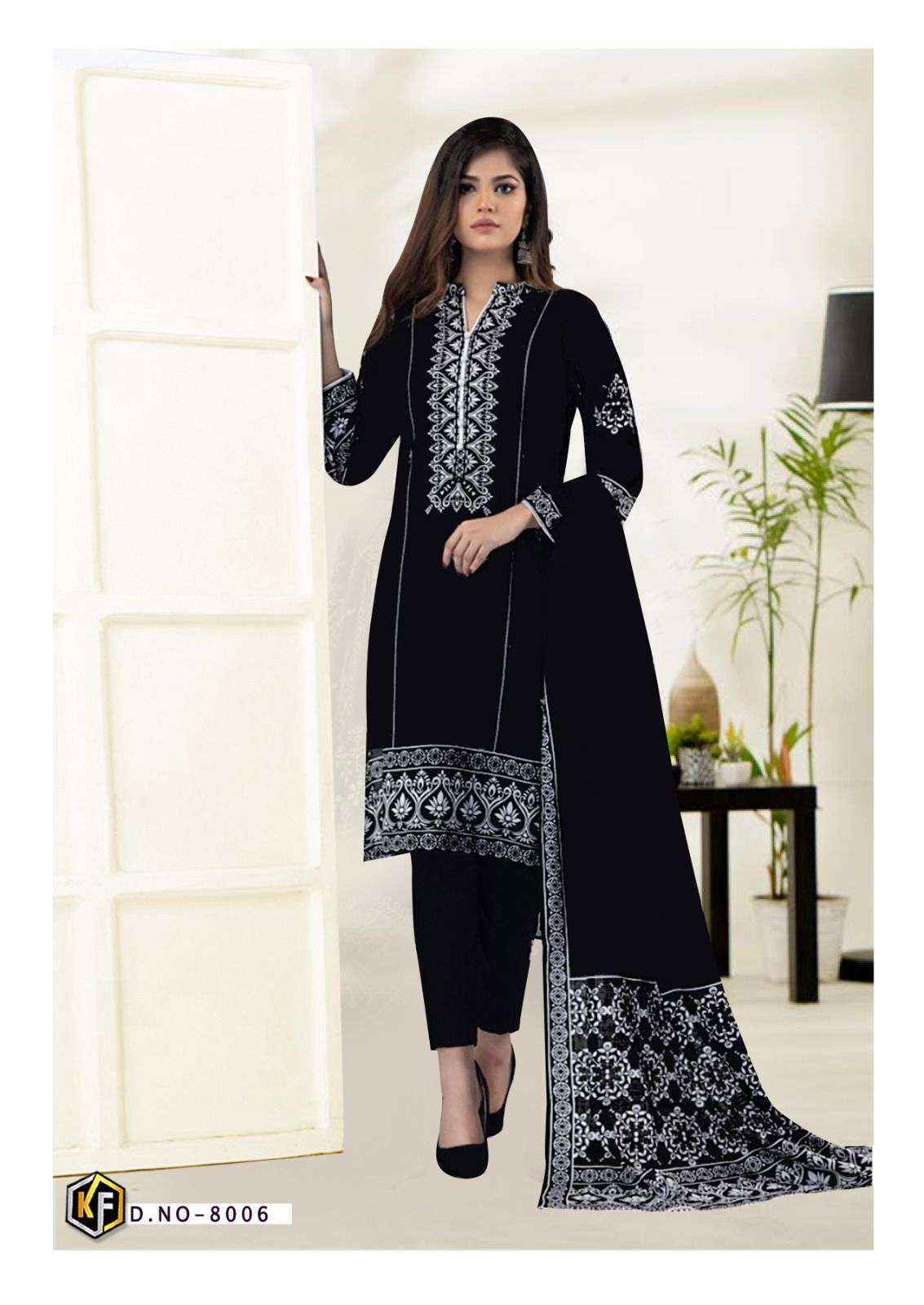 Keval Fab Roha Black & White Vol 8 Cotton Suits Wholesale Price ( 6 pcs Catalogue )