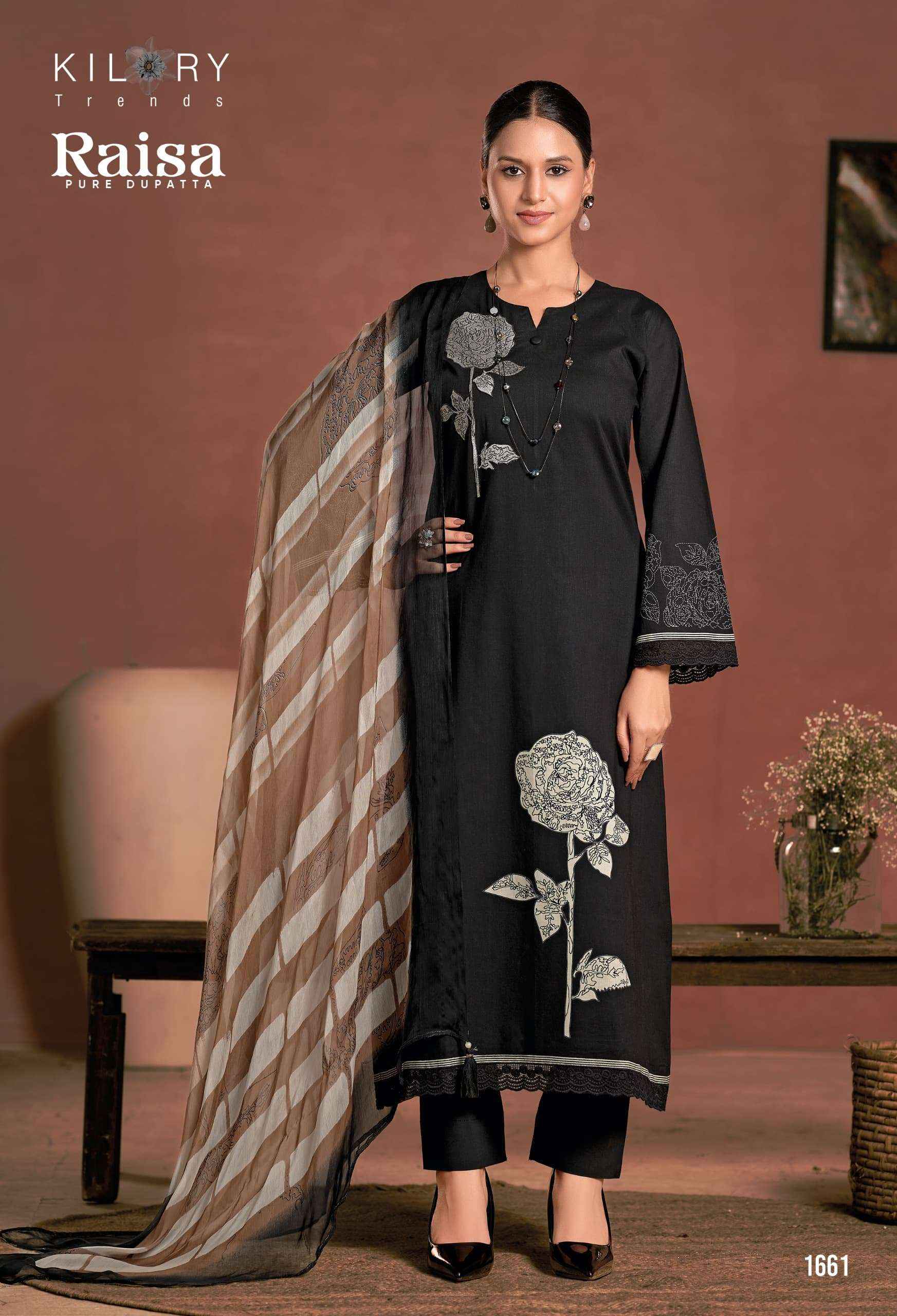 KILORY TRENDS RAISA LAWN COTTON PRINT WITH FANCY DRESS MATERIAL WHOLESALE PRICE ( 3 PCS CATALOG )