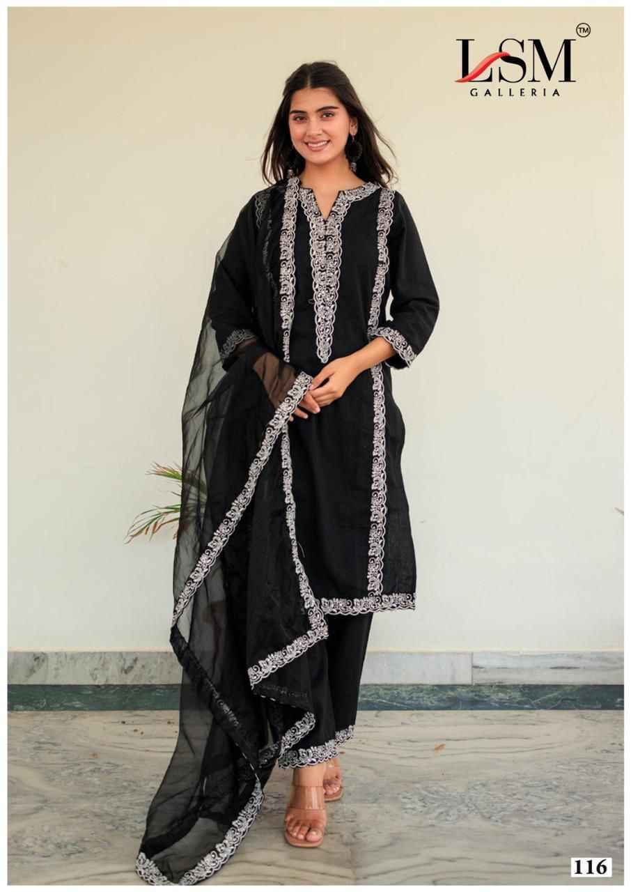 LSM Galleria Black & White Cotton Dress Material Wholesale Rate ( 6 Pcs Catalog )