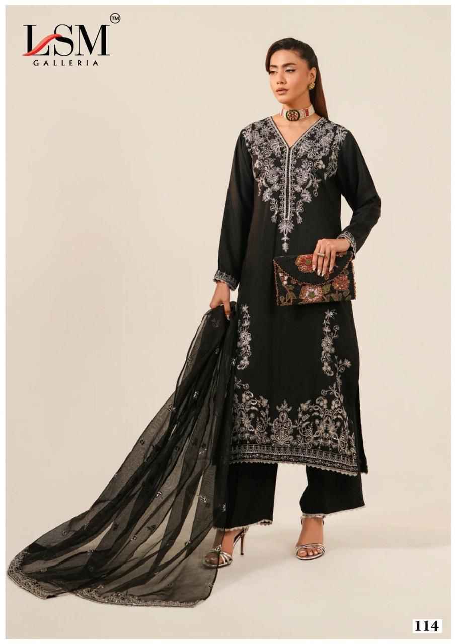 LSM Galleria Black & White Cotton Dress Material Wholesale Rate ( 6 Pcs Catalog )