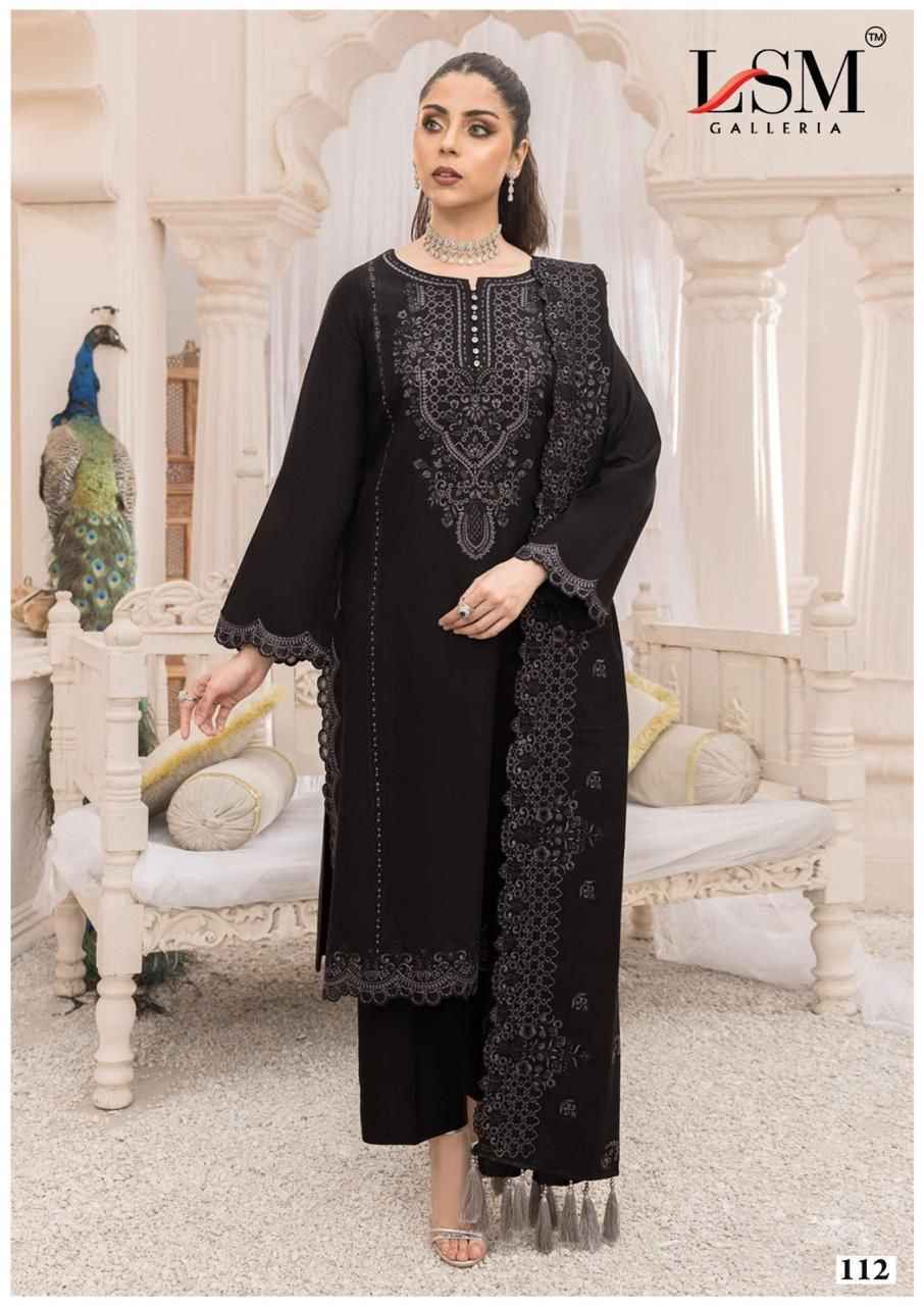 LSM Galleria Black & White Cotton Dress Material Wholesale Rate ( 6 Pcs Catalog )