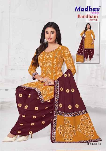 Madhav Fashion Bandhani Special Vol 4 Cotton Dress Material Wholesale Price ( 10 Pcs Catalog )