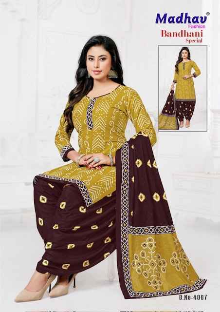 Madhav Fashion Bandhani Special Vol 4 Cotton Dress Material Wholesale Price ( 10 Pcs Catalog )