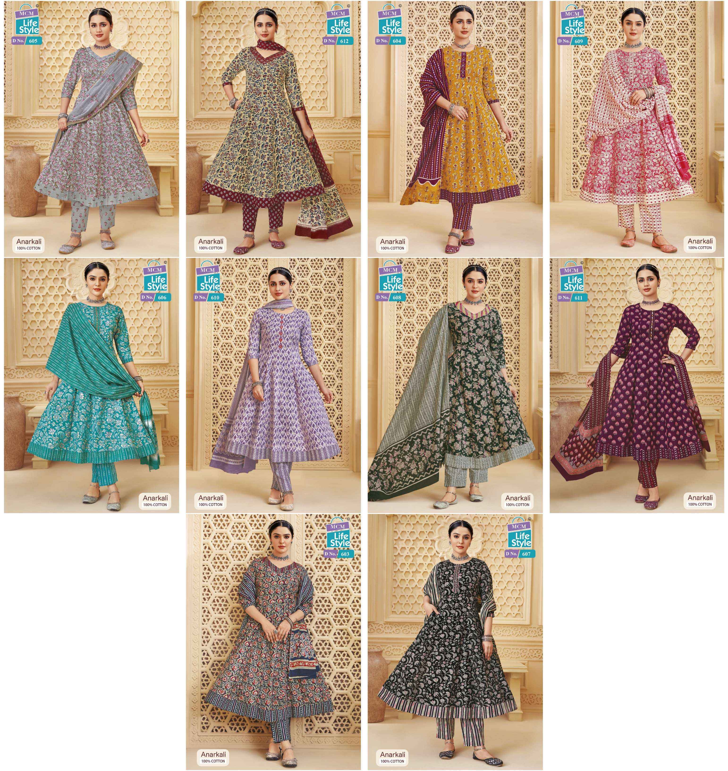 MCM Lifestyle Anarkali Vol 6 Cotton Readymade Suits - Surat Wholesale Market ( 10 pcs Catalogue )