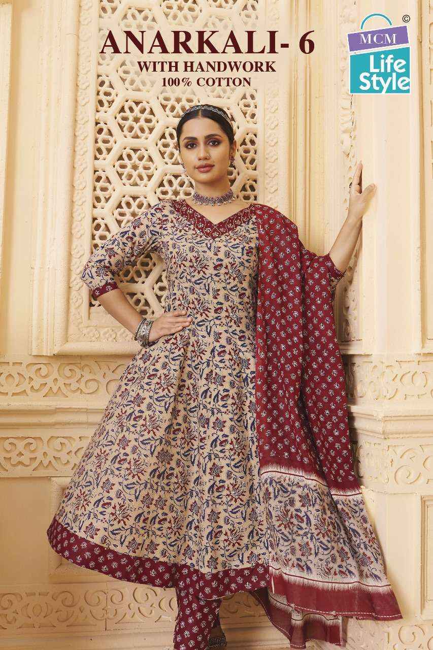 MCM Lifestyle Anarkali Vol 6 Cotton Readymade Suits - Surat Wholesale Market ( 10 pcs Catalogue )