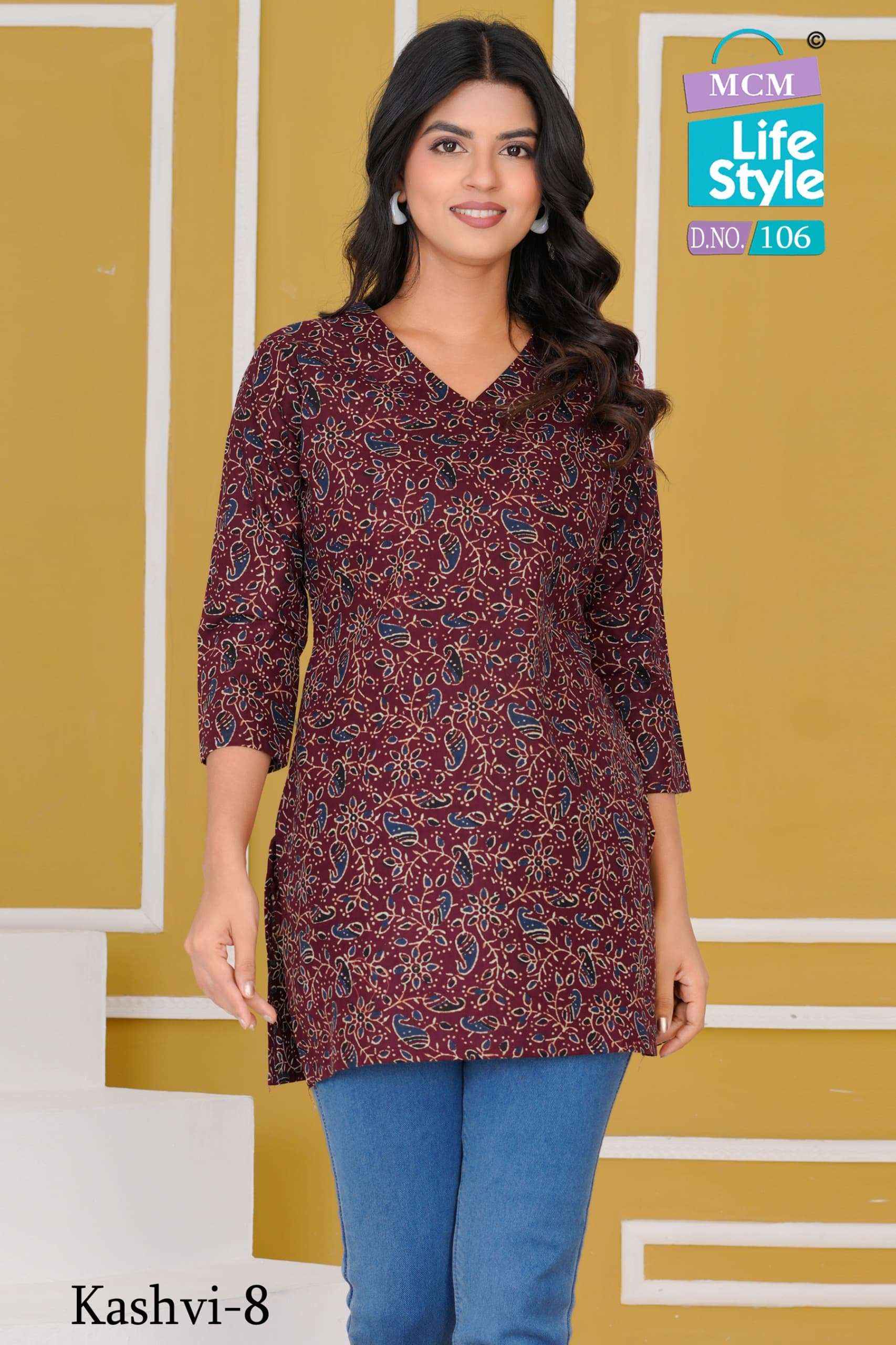 MCM LIFESTYLE KASHVI VOL 8 COTTON PRINT FANCY TOP WHOLESALE RATE ( 10 PCS CATALOG )