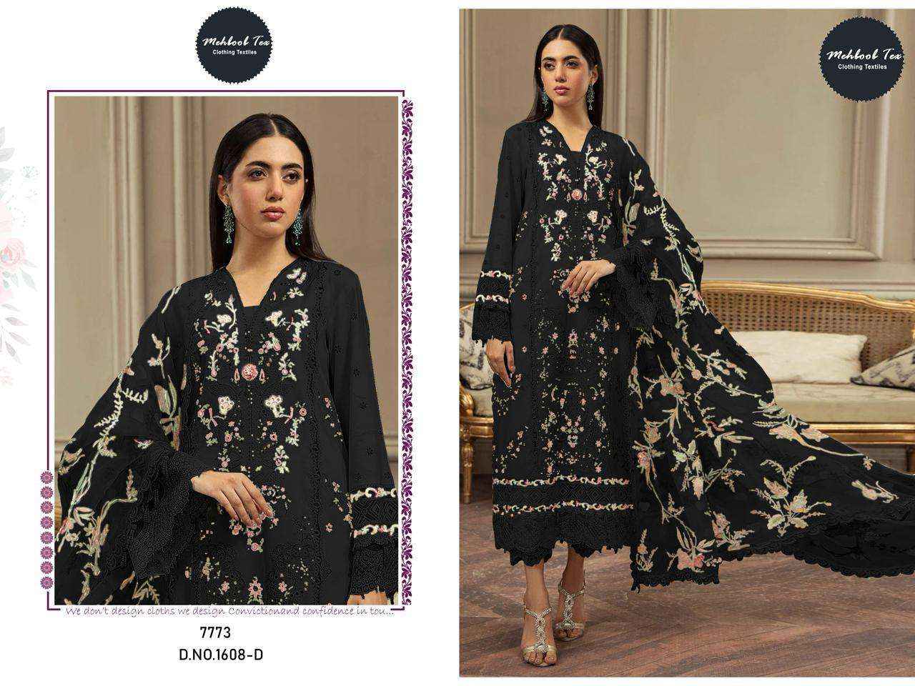 MEHBOOB TEX DESIGN NO - 1608 ABCD VISCOSE LAWN HEAVY SELF EMBROIDERED PAKISTANI SALWAR SUIT WHOLESALE PRICE ( 4 PCS CATALOG )