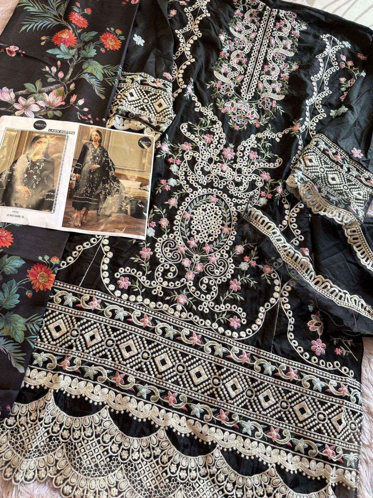 MEHBOOB TEX DESIGN NO - 1608 ABCD VISCOSE LAWN HEAVY SELF EMBROIDERED PAKISTANI SALWAR SUIT WHOLESALE PRICE ( 4 PCS CATALOG )