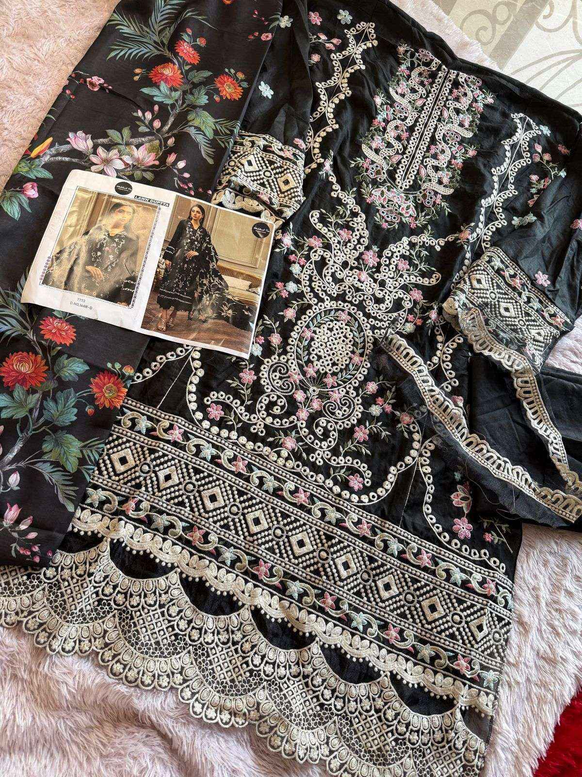 MEHBOOB TEX DESIGN NO - 1608 ABCD VISCOSE LAWN HEAVY SELF EMBROIDERED PAKISTANI SALWAR SUIT WHOLESALE PRICE ( 4 PCS CATALOG )